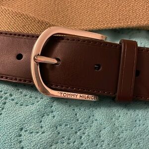 Tommy Hilfiger Men's size 38-40 Canvas with Leather ends Casual Belt preowned.‎